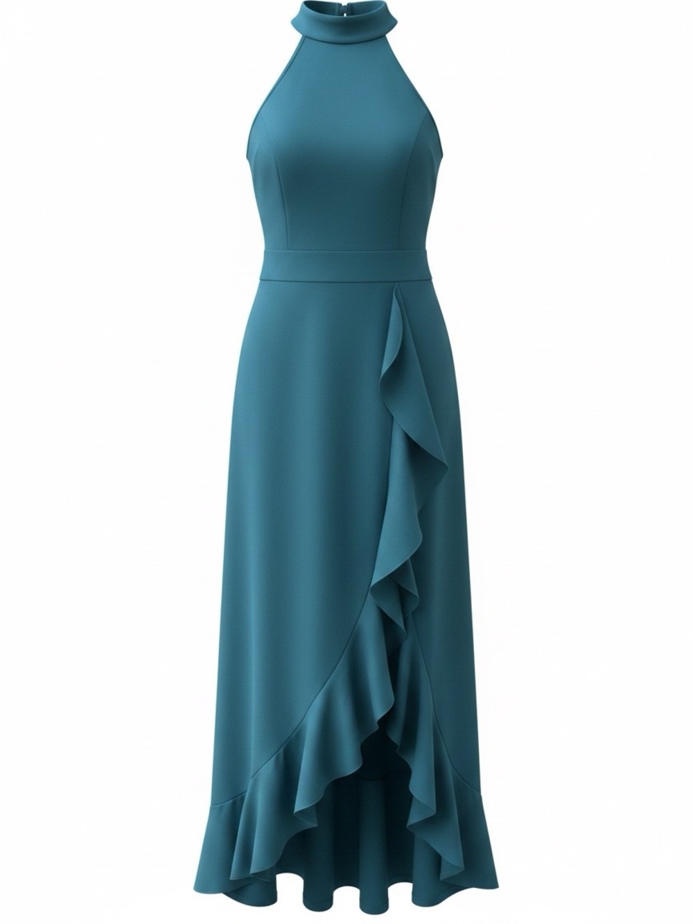 Teal Halter High-Low Maxi Dress